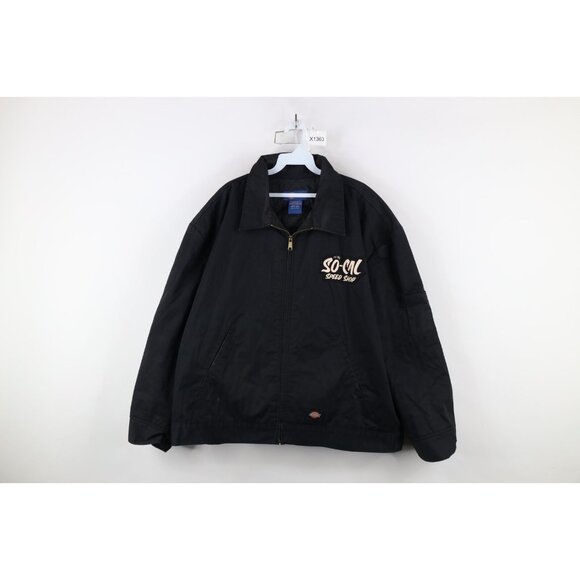 Vintage Dickies Mens 2XL Faded Quilted So Cal Speed Shop Skeleton Bomber Jacket